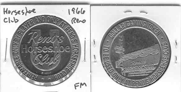 $2.50 PROOF BRONZE SLOT TOKEN RENO'S HORSESHOE CLUB CASINO 1968 FM MINT RENO NEW 