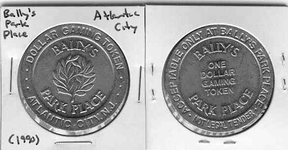 Resorts International Atlantic City New Jersey 1987 Slots 1 Dollar Gaming  token chip T254