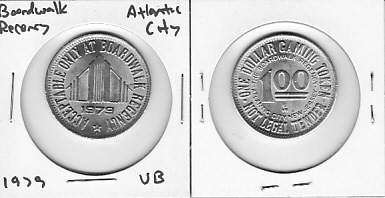 Resorts International Atlantic City New Jersey 1987 Slots 1 Dollar Gaming  token chip T254